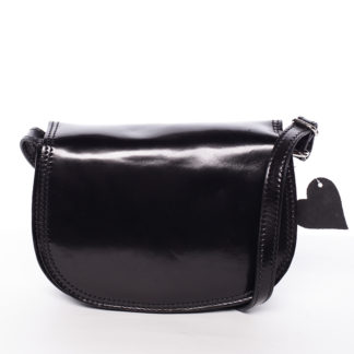 Menší černá lakovaná crossbody kožená kabelka - ItalY Zoya černá