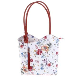 Dámská kožená kabelka batůžek květinová červená - ItalY Larry červená