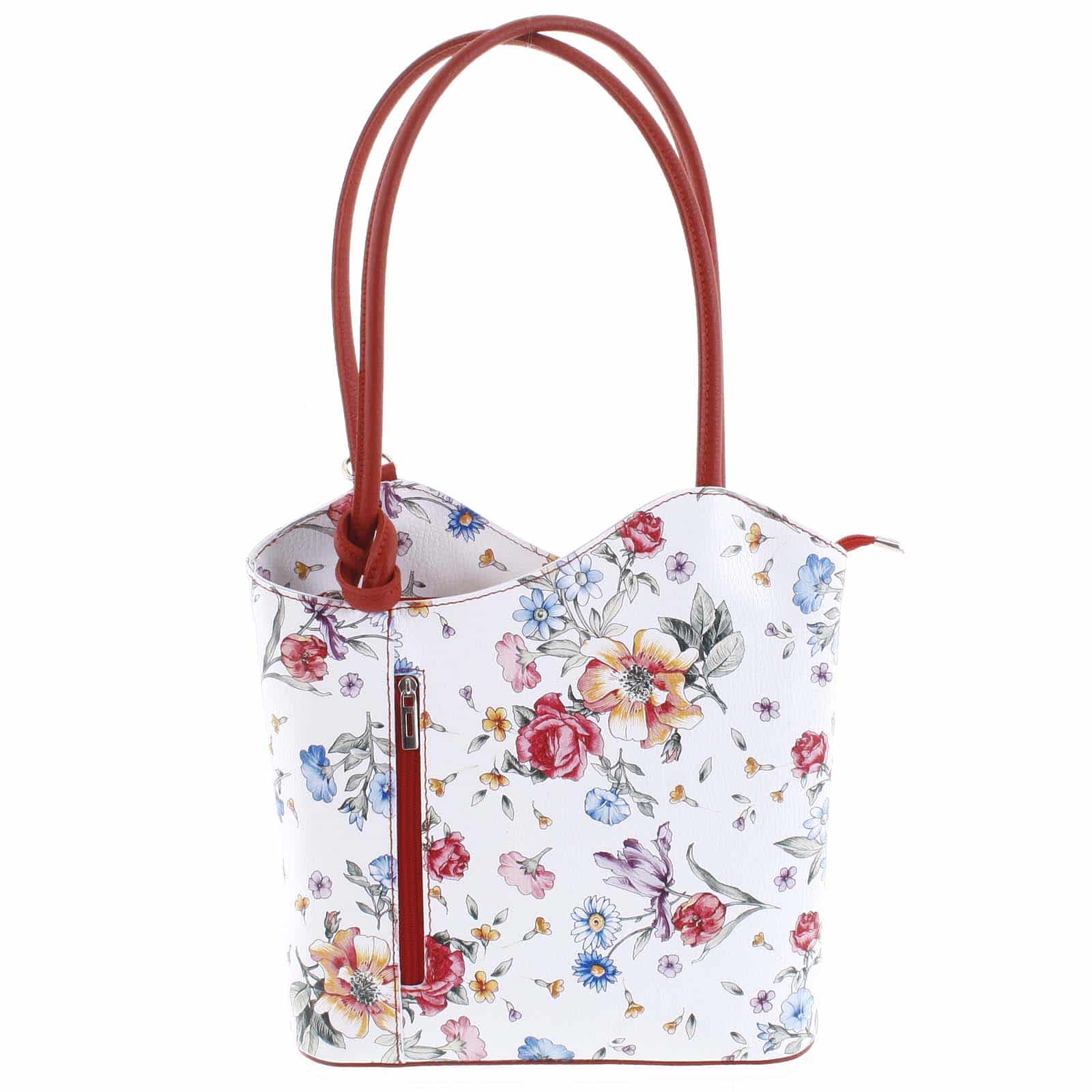 Dámská kožená kabelka batůžek květinová červená - ItalY Larry červená