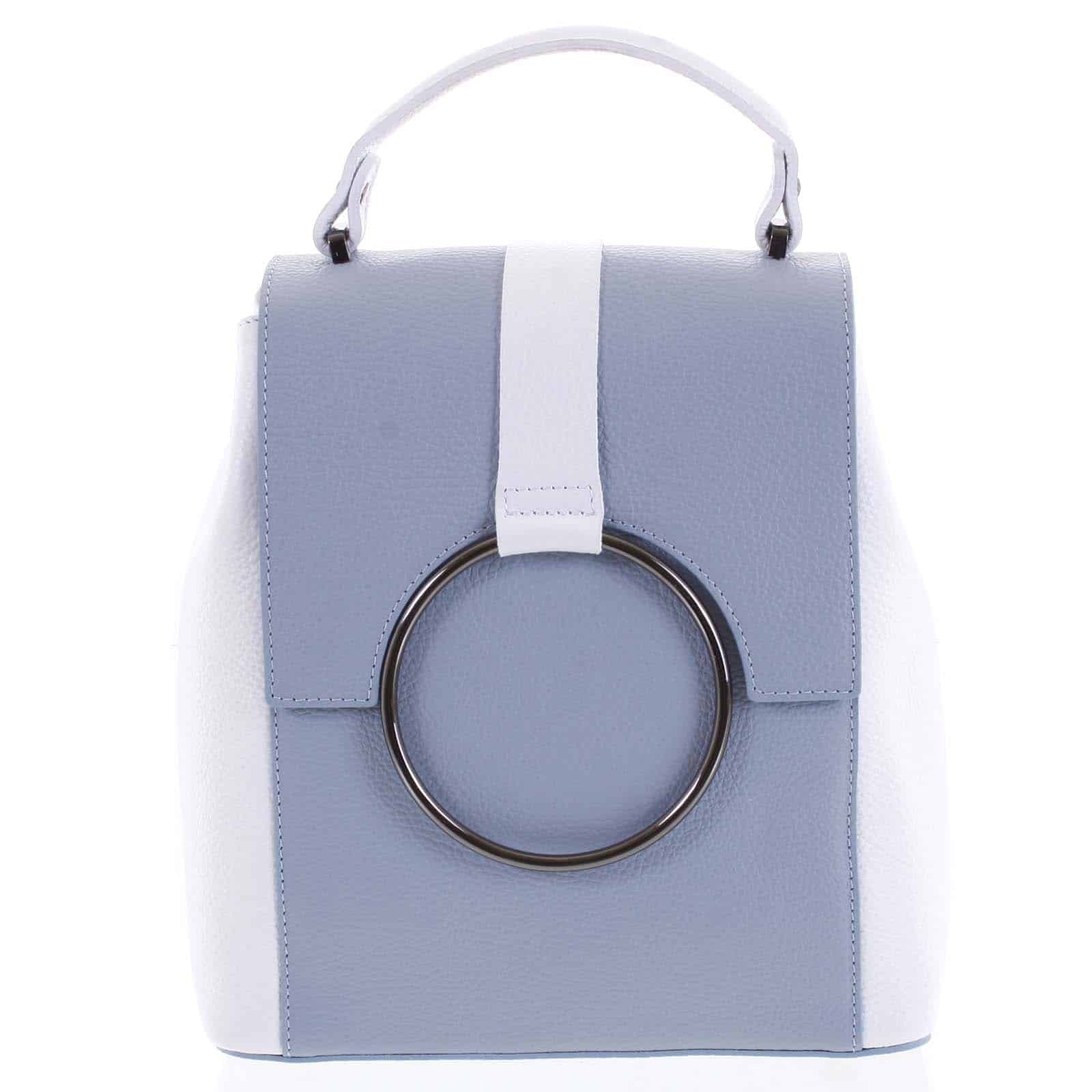 Dámský kožený batůžek kabelka bledě modrý - ItalY Vaiamos modrá