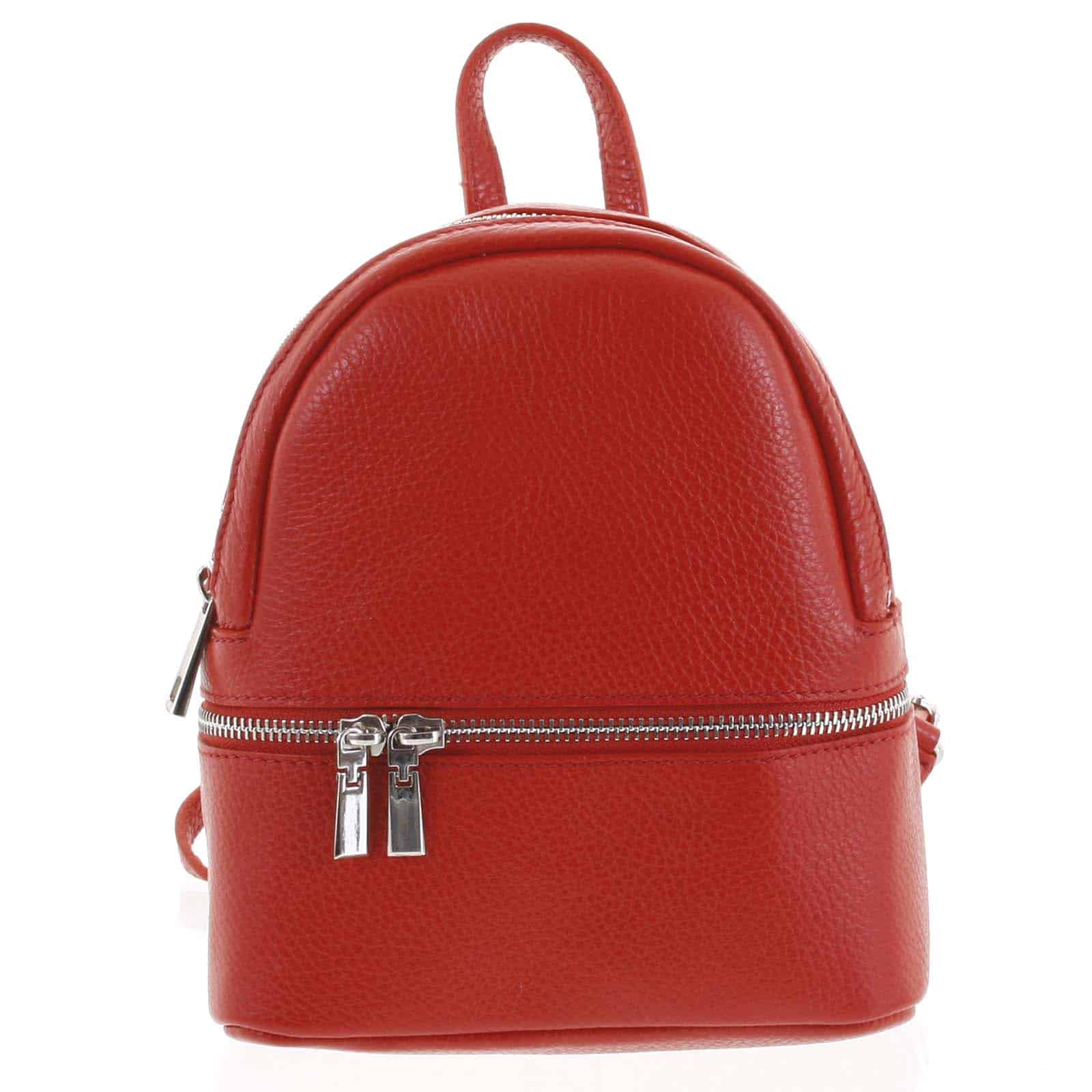 Dámský kožený batůžek červený - ItalY Rocme červená