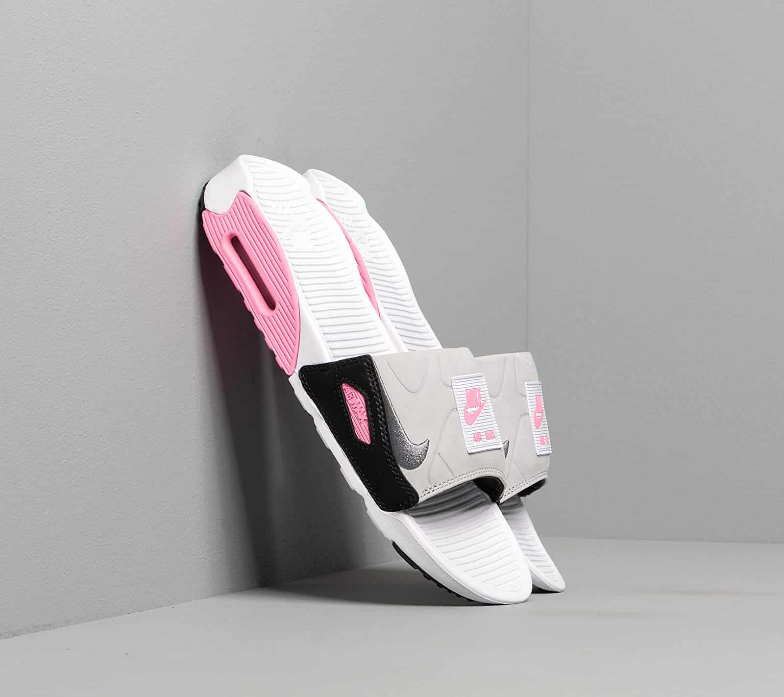 Nike Wmns Air Max 90 Slide White/ Smoke Grey-Rose-Lt Smoke Grey