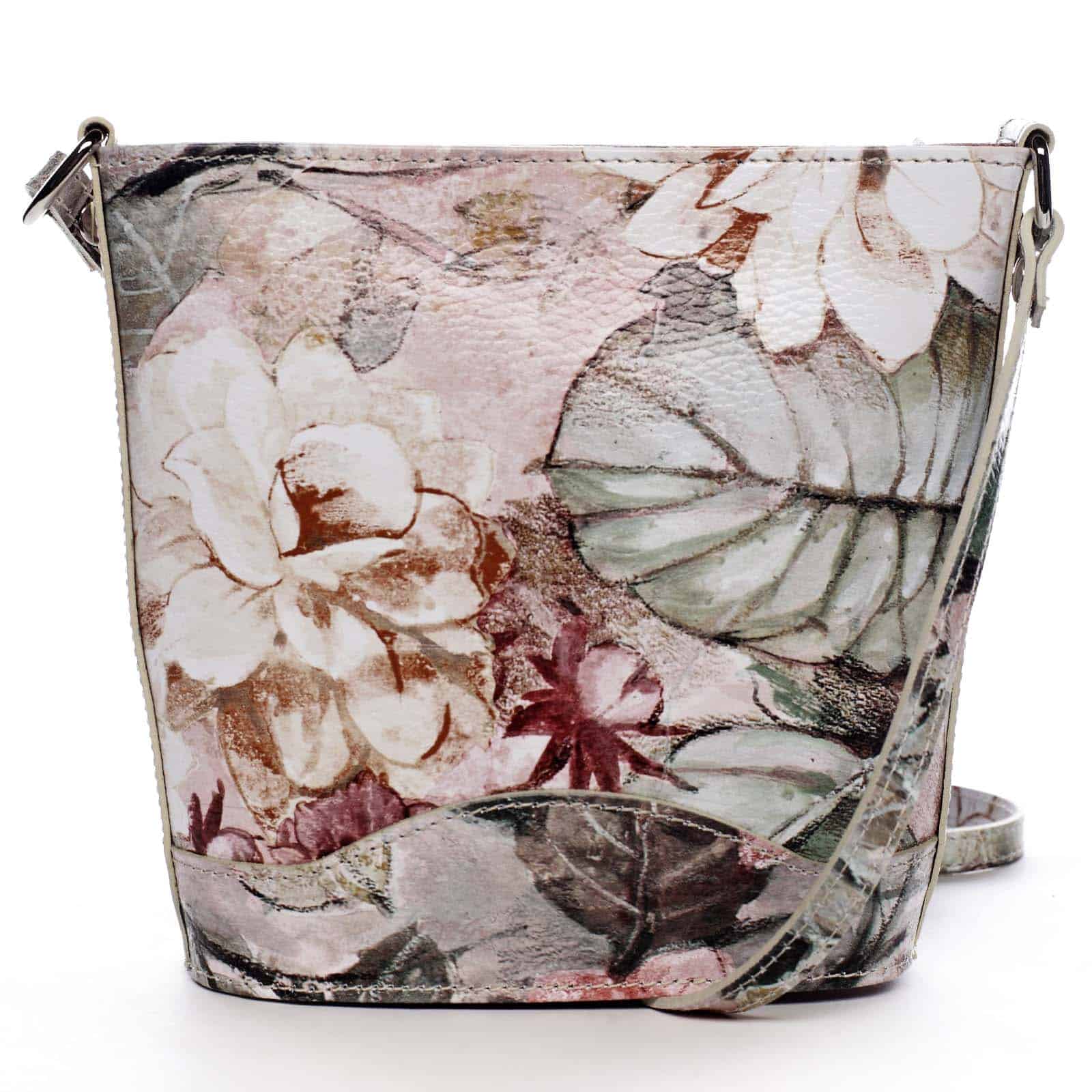 Taupe kožená crossbody kabelka - ItalY Bryana Flower taupe