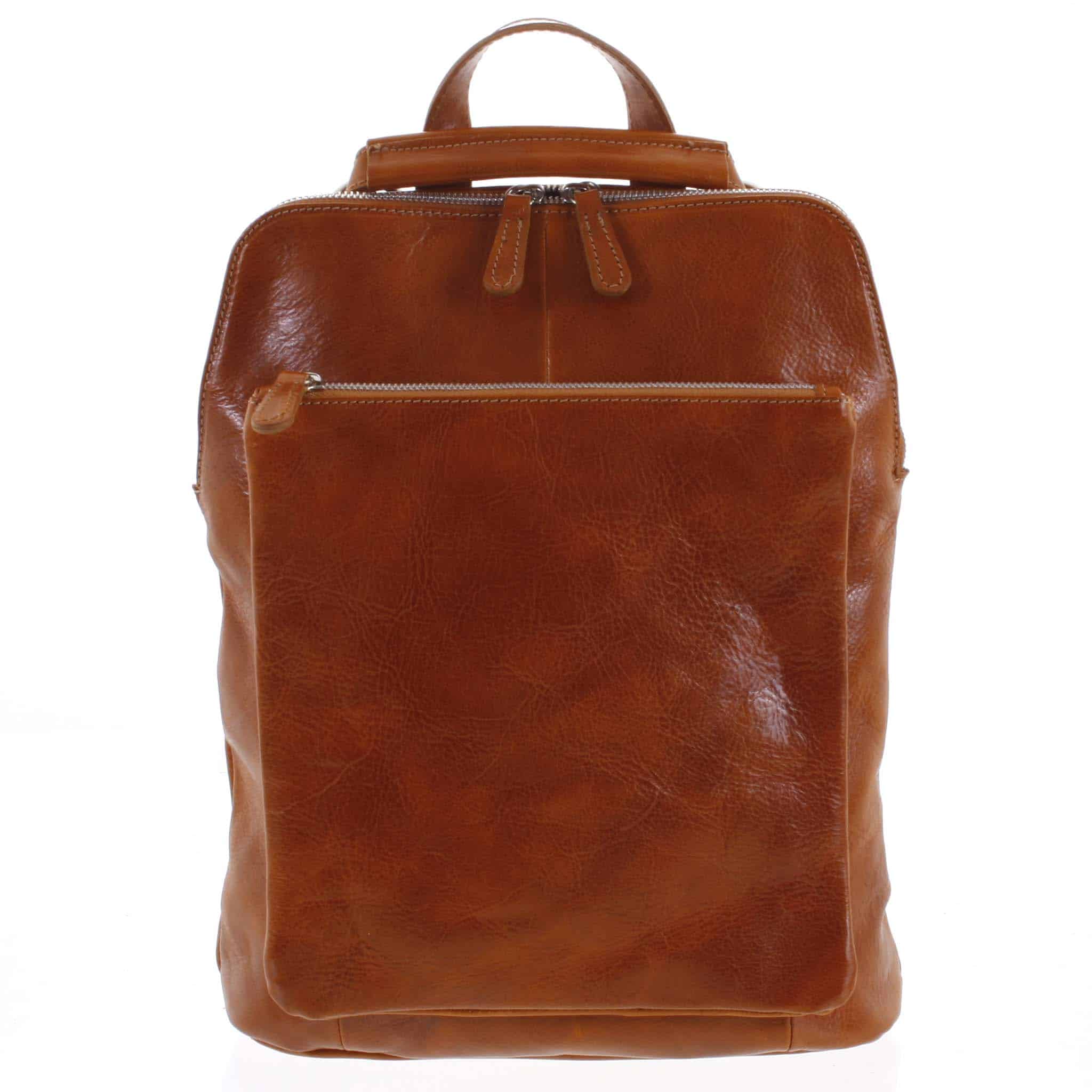 Dámský kožený batoh kabelka koňakový - ItalY Englidis koňak