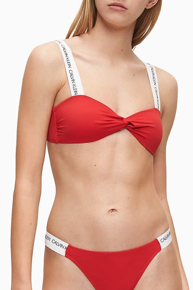 Calvin Klein červený horní díl plavek Twist Bandeau RP