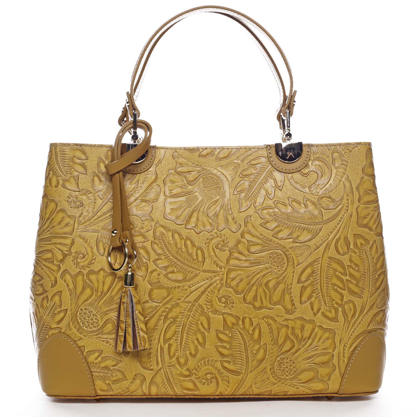 Originální dámská kožená kabelka tmavě žlutá - ItalY Mattie žlutá