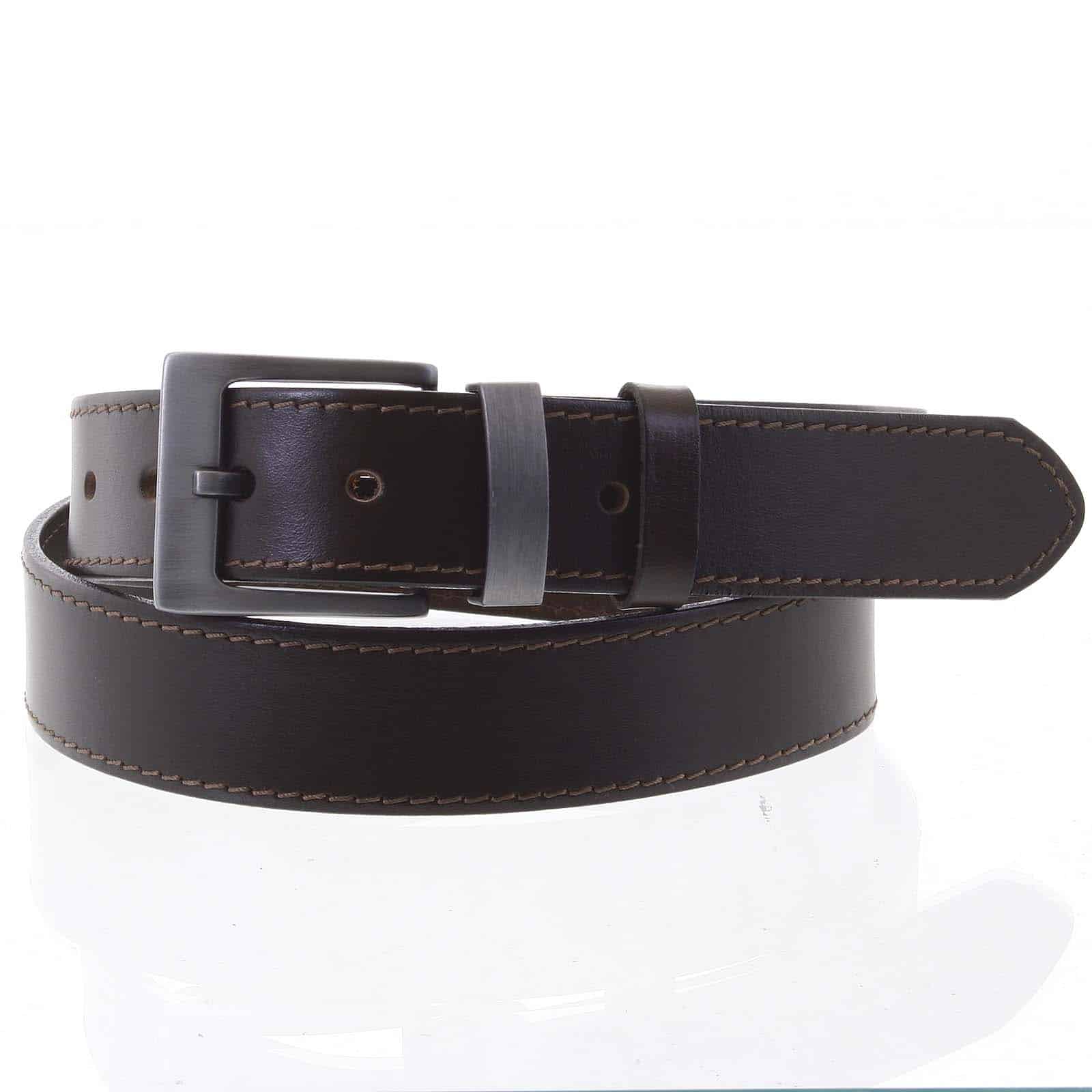 Pánský kožený opasek jeansový hnědý - PB Mene 95 hnědá