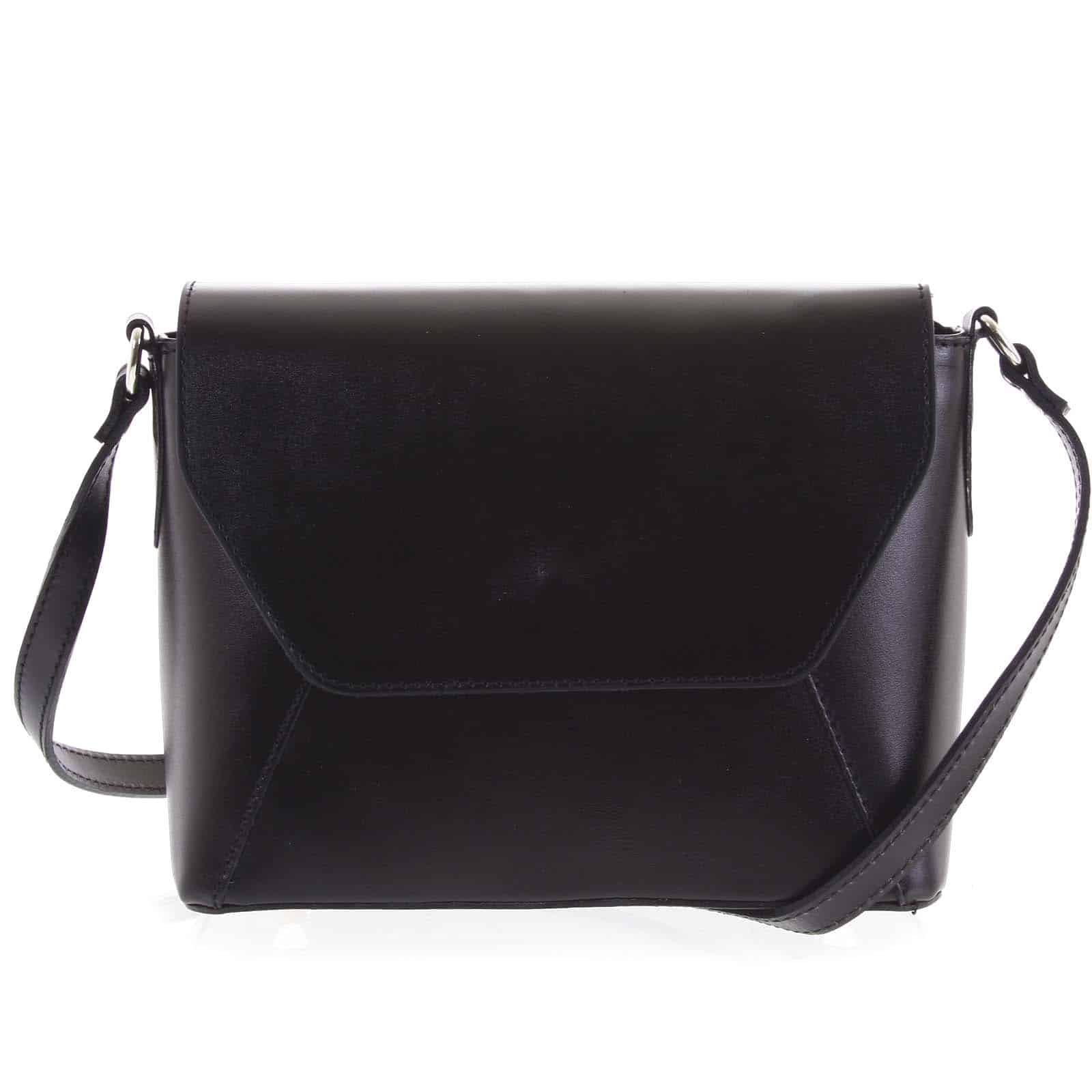 Černá dámská kožená crossbody kabelka - ItalY Dunya Two černá