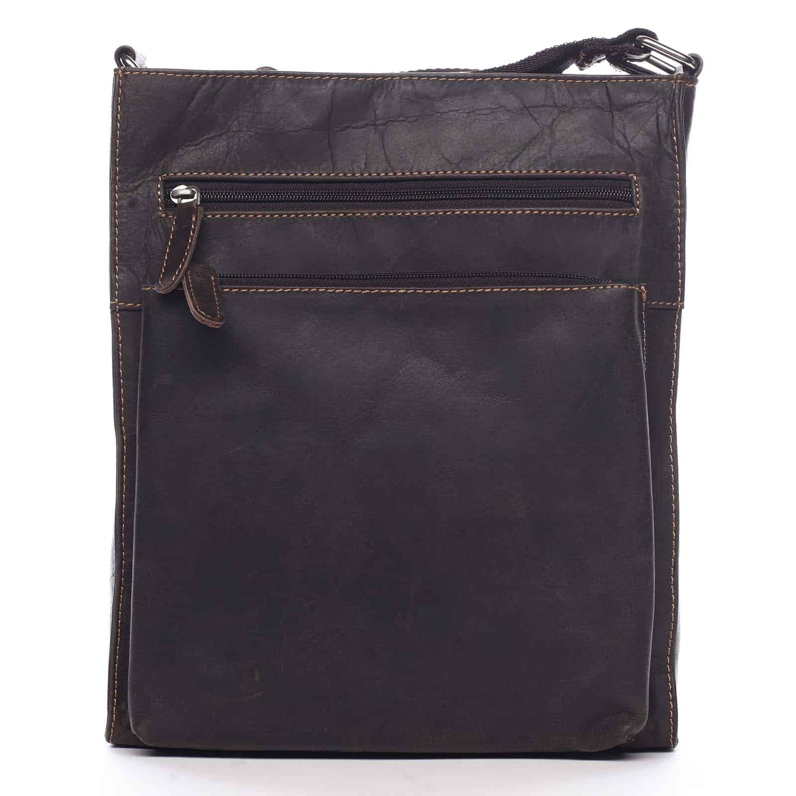 Pánská kožená crossbody taška tmavě hnědá - Greenwood Sebasrian hnědá