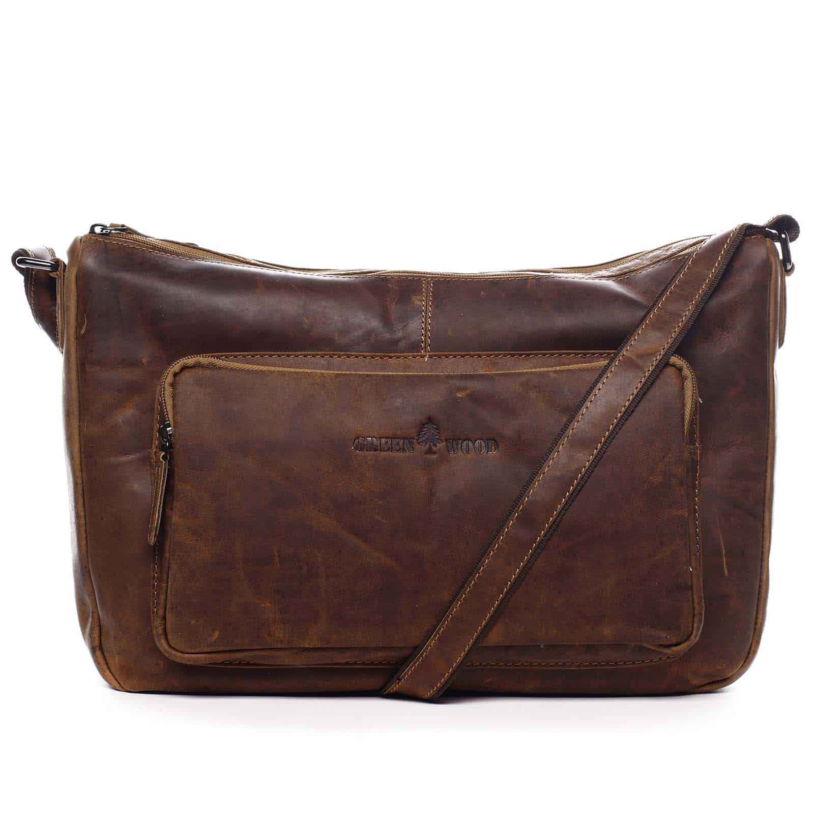 Kožená taška přes rameno hnědá - Greenwood Aboutme hnědá