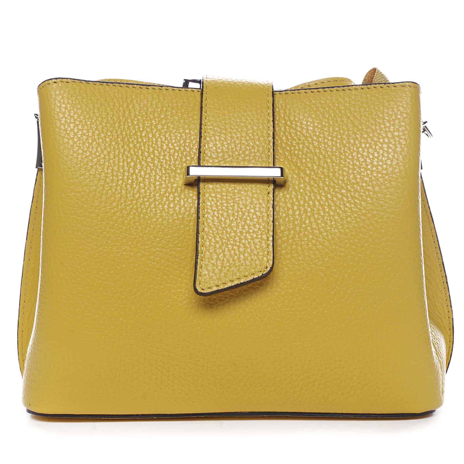 Dámská kožená crossbody kabelka žlutá - ItalY Euren žlutá