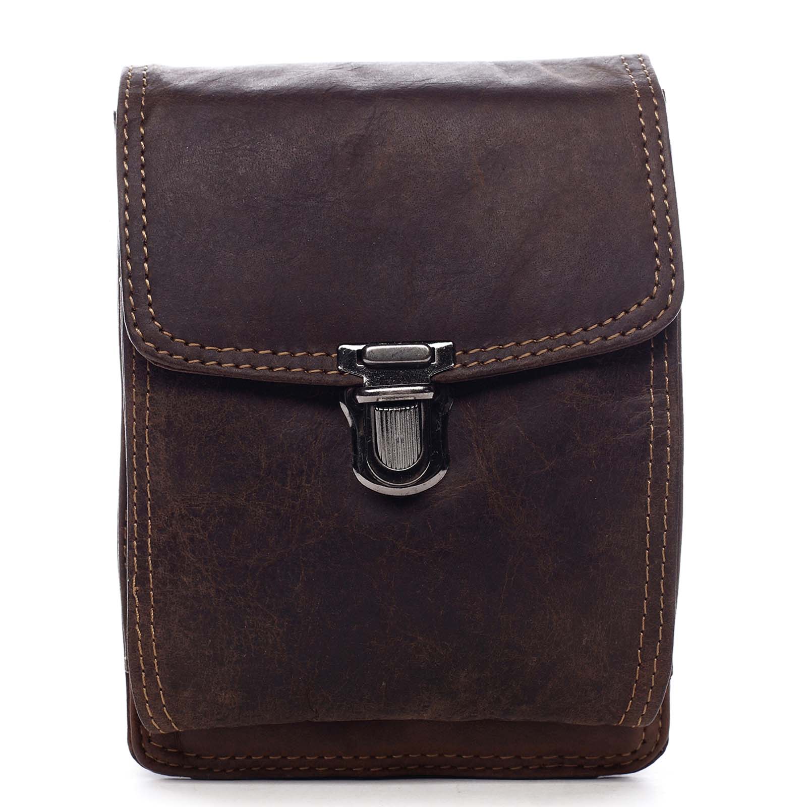 Luxusní pánská kožená kapsa na opasek hnědá - Greenwood Surprise hnědá