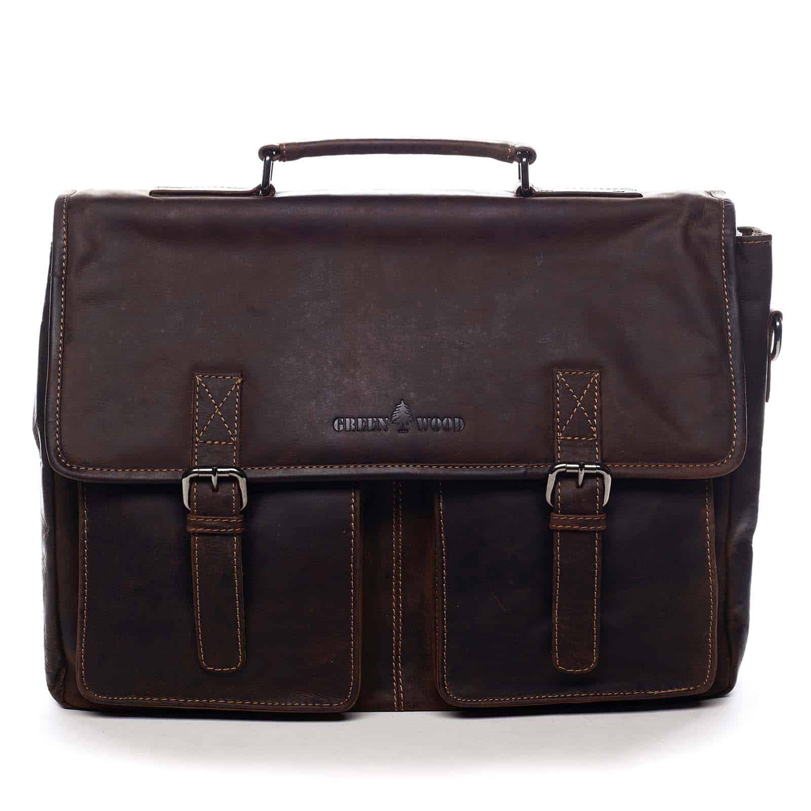 Velká pánská kožená brašna aktovka hnědá - Greenwood Louney hnědá