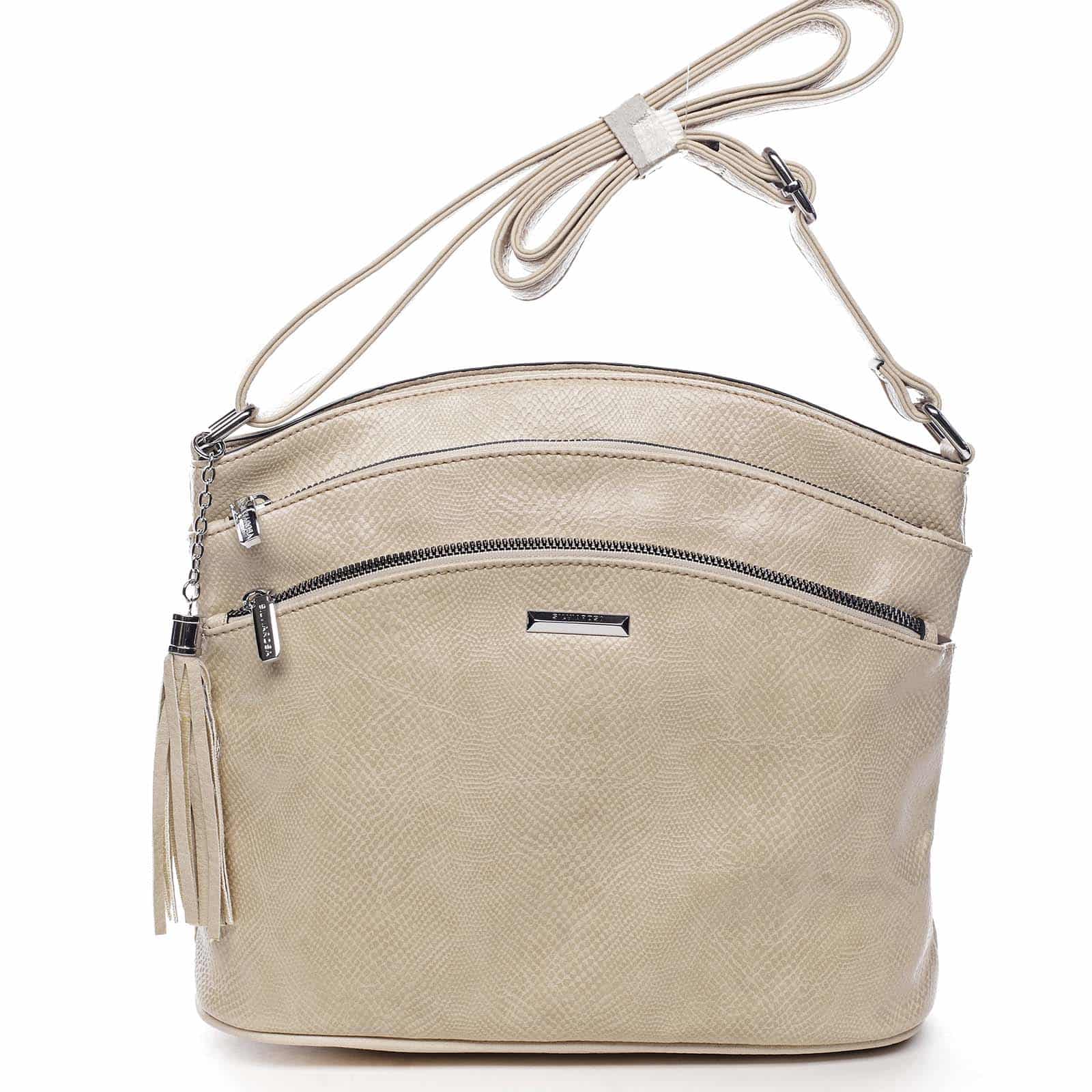 Dámská crossbody kabelka béžová - Silvia Rosa Billie Snake béžová