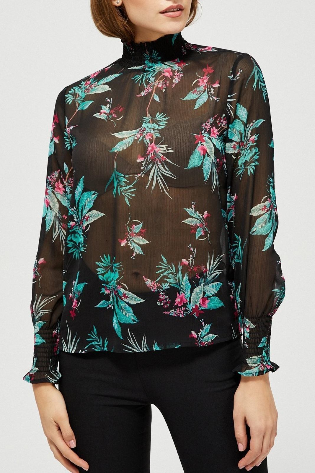 Moodo transparentní top s květinovými motivy