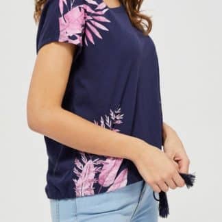 Moodo tmavě modré tričko s vázáním