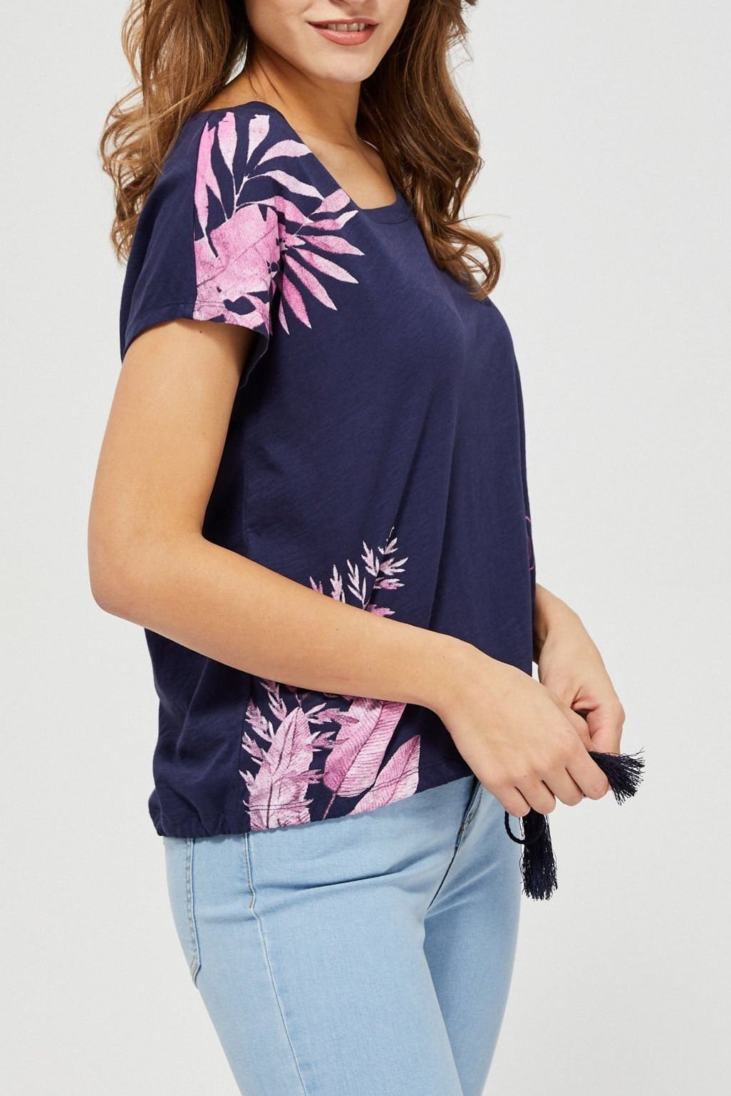 Moodo tmavě modré tričko s vázáním