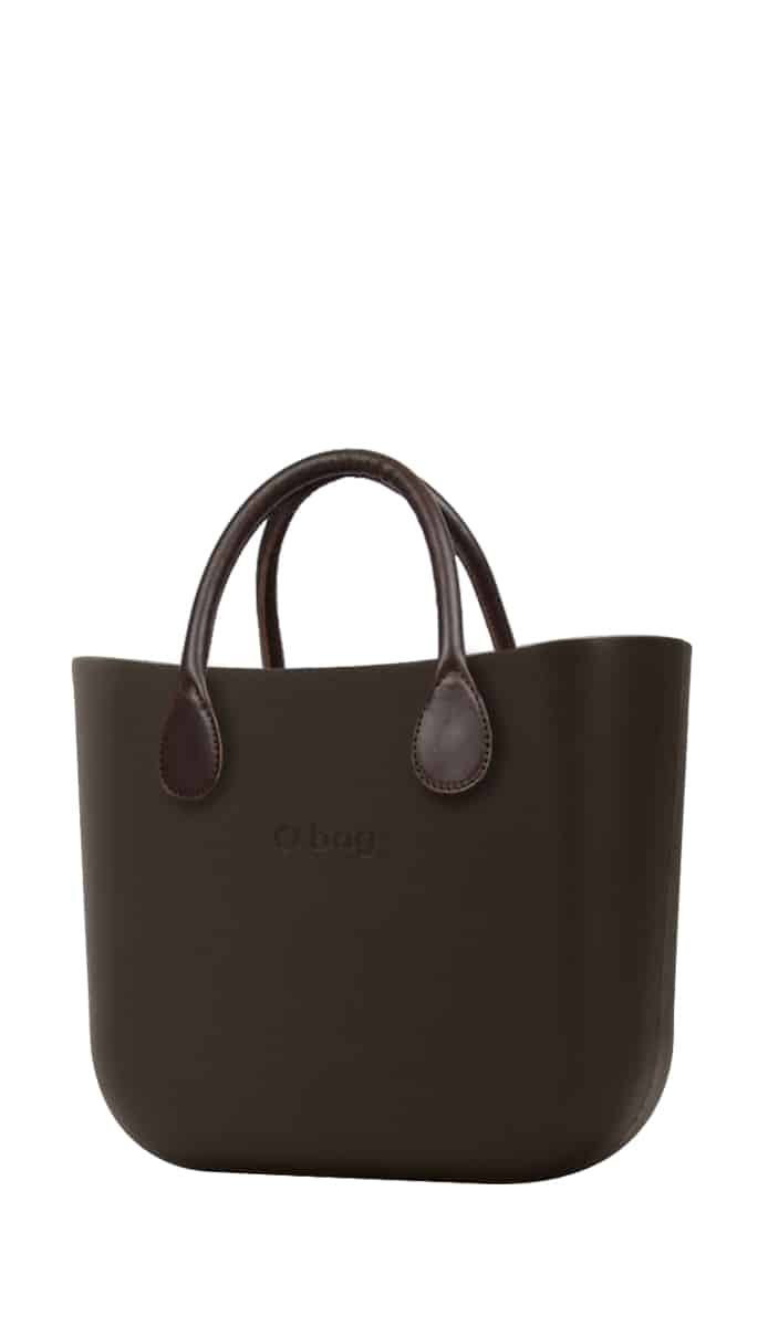 O bag kabelka MINI Testa di Moro s hnědými krátkými koženkovými držadly