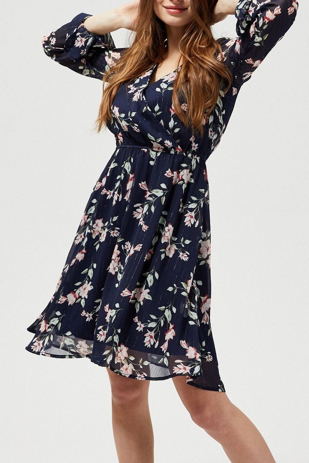 Moodo květinové šaty s transparentními rukávy