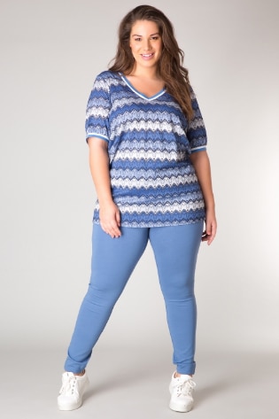 Yesta modré pruhované dámské tričko Jeena