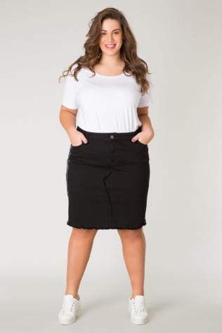 Yesta černá džínsová dámská sukně ke kolenům Golddy