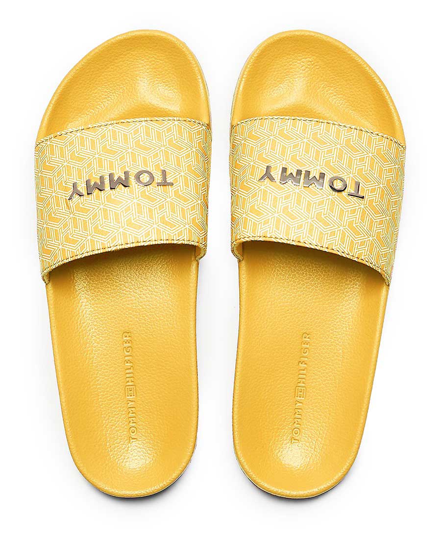 Tommy Hilfiger žluté pantofle TH Mono Allover Pool Slide