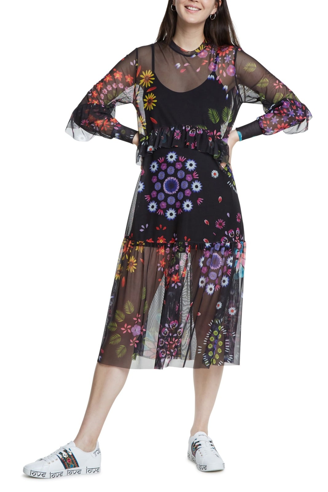 Desigual černé maxi šaty Vest Portland