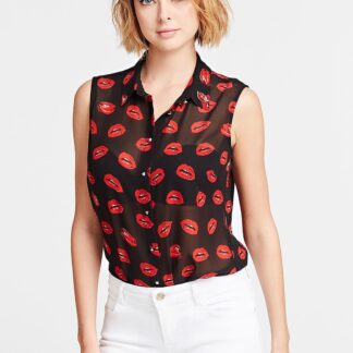 Guess transparentní košile bez rukávů