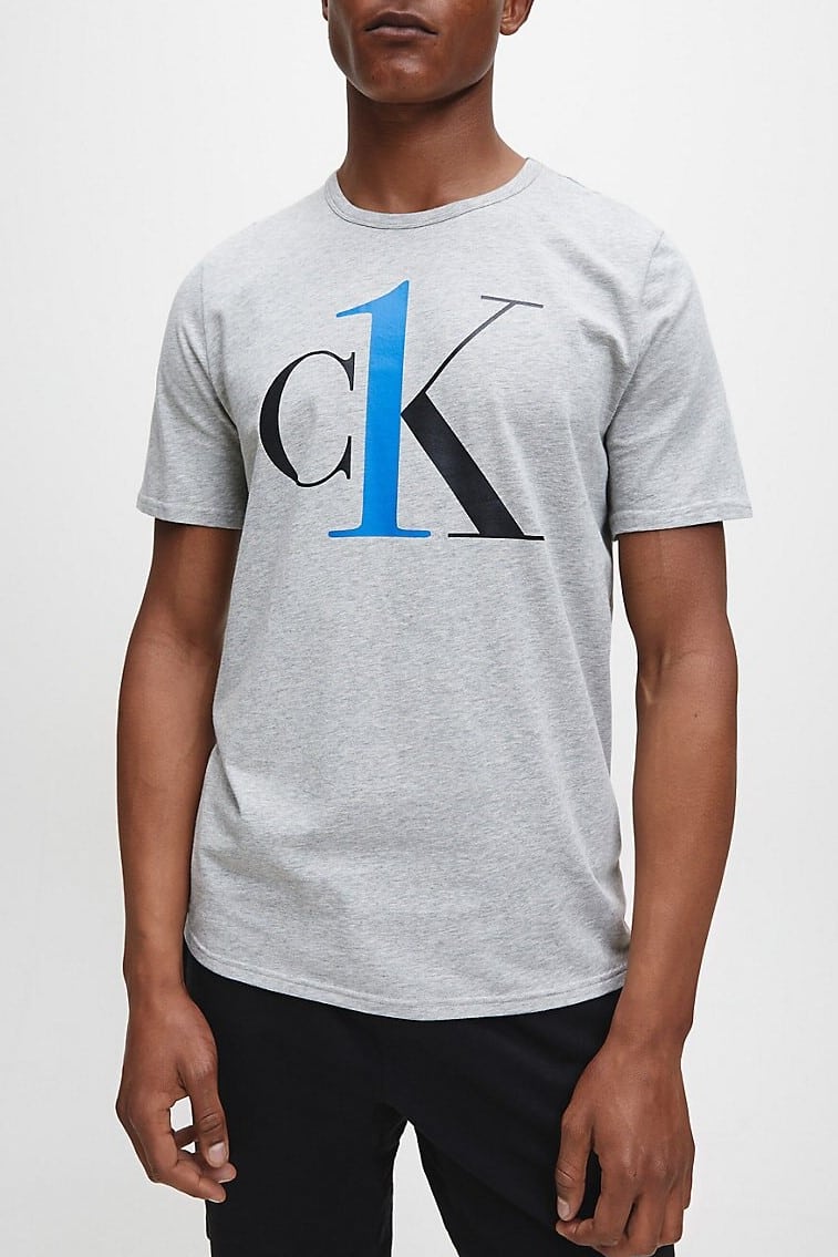 Calvin Klein šedé pánské tričko S/S Crew Neck