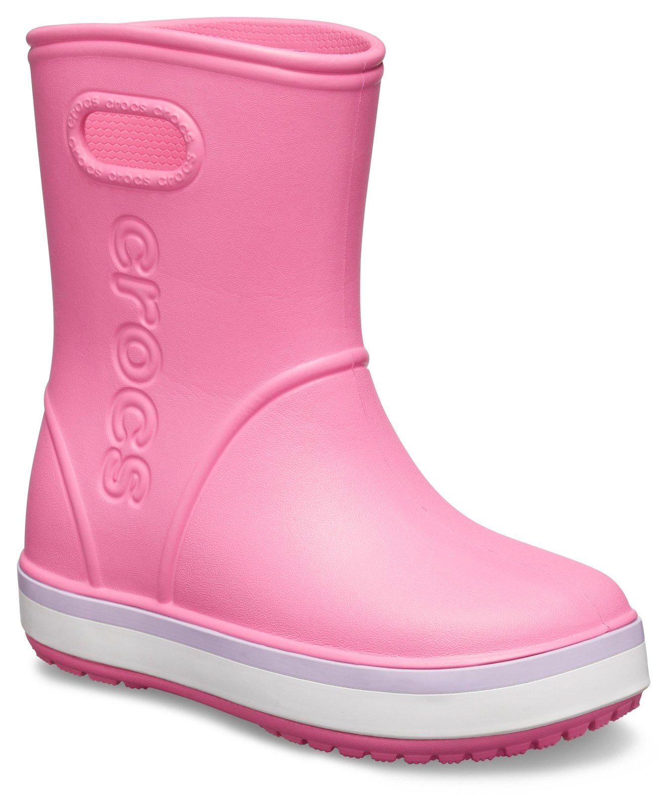 Crocs růžové dívčí holínky Crocband Rain Boot Pink Lemonade/Lavender