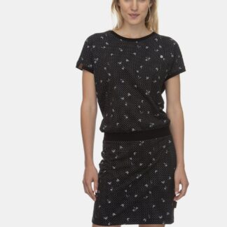 Ragwear černé šaty Odyl s květinami