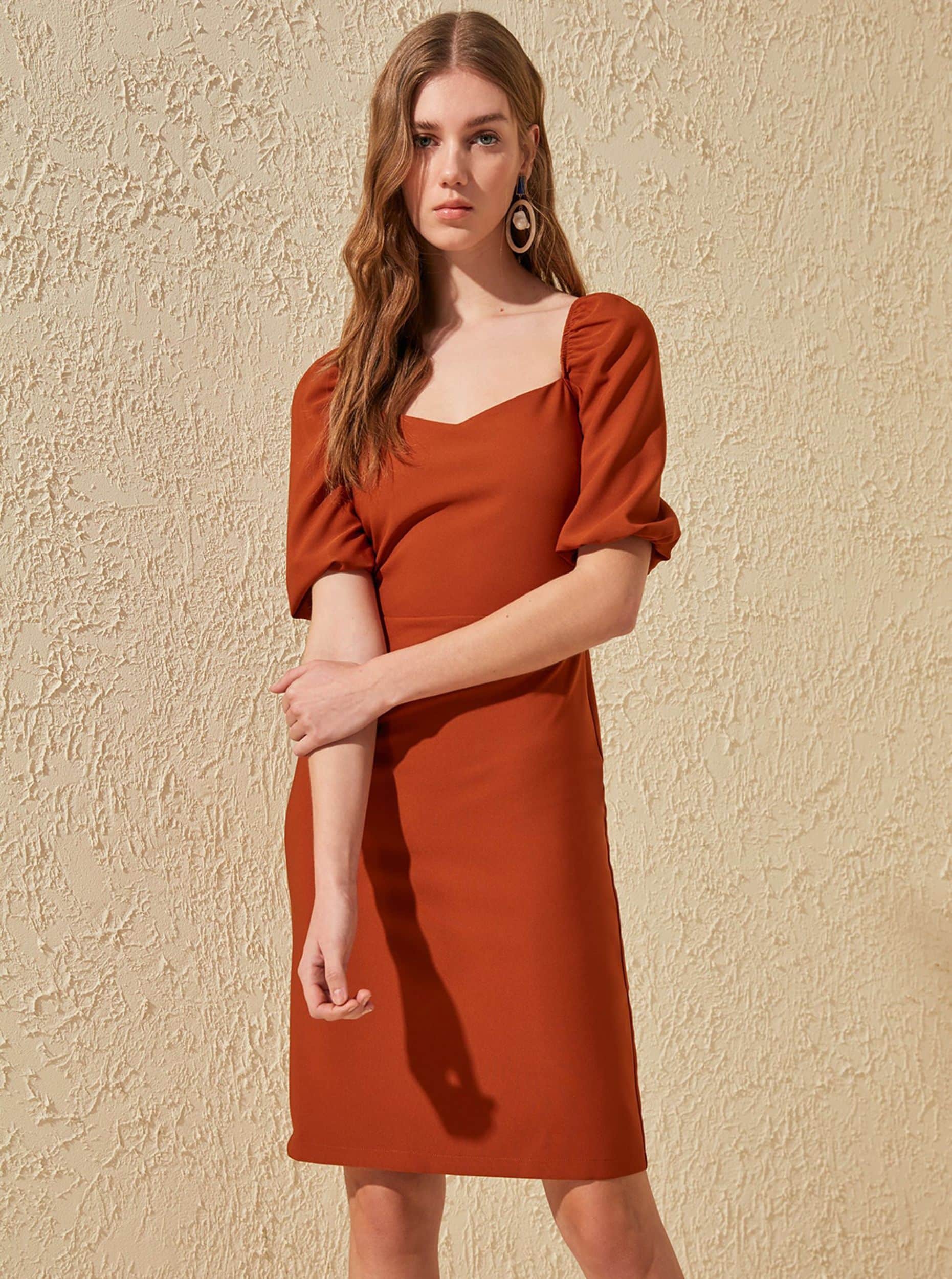 Trendyol oranžové letní šaty