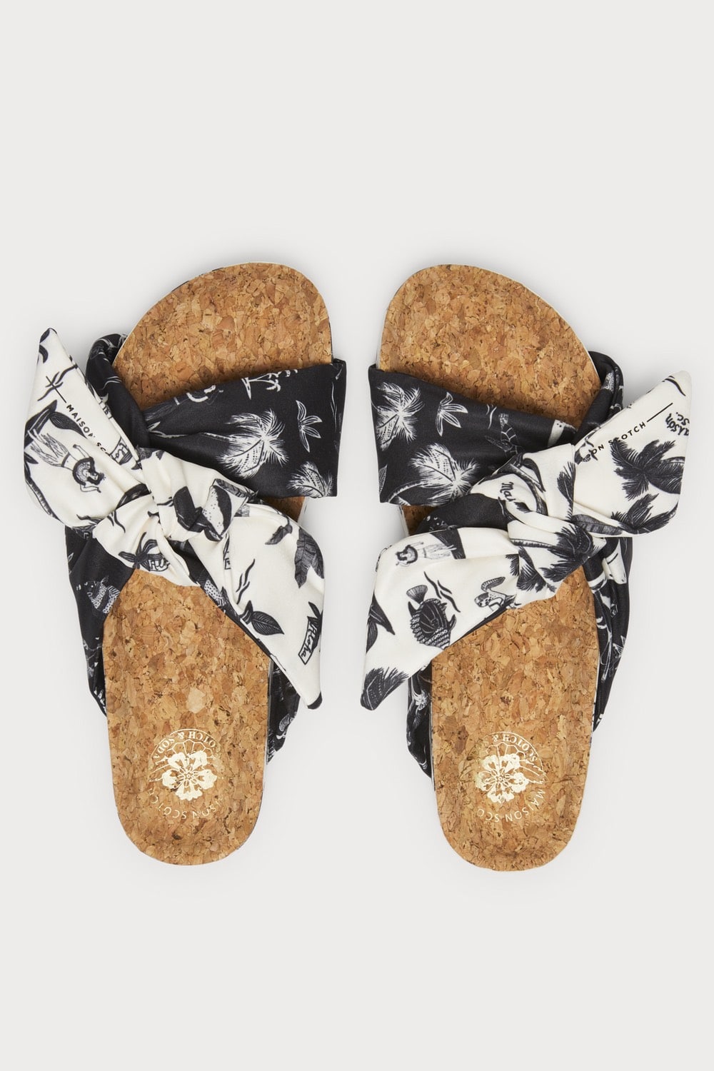 Scotch & Soda černo-bílé pantofle Yolin black/white aloha print