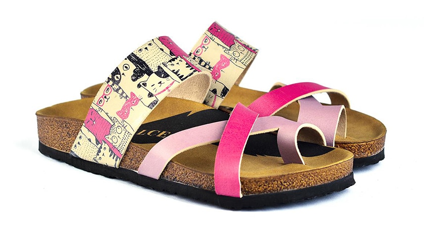 Calceo růžové pantofle Thong Sandals Cats