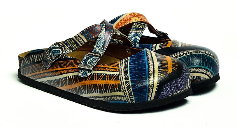 Calceo barevné pantofle Mules Ethnic