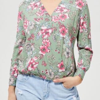Moodo zelená košile s květinami