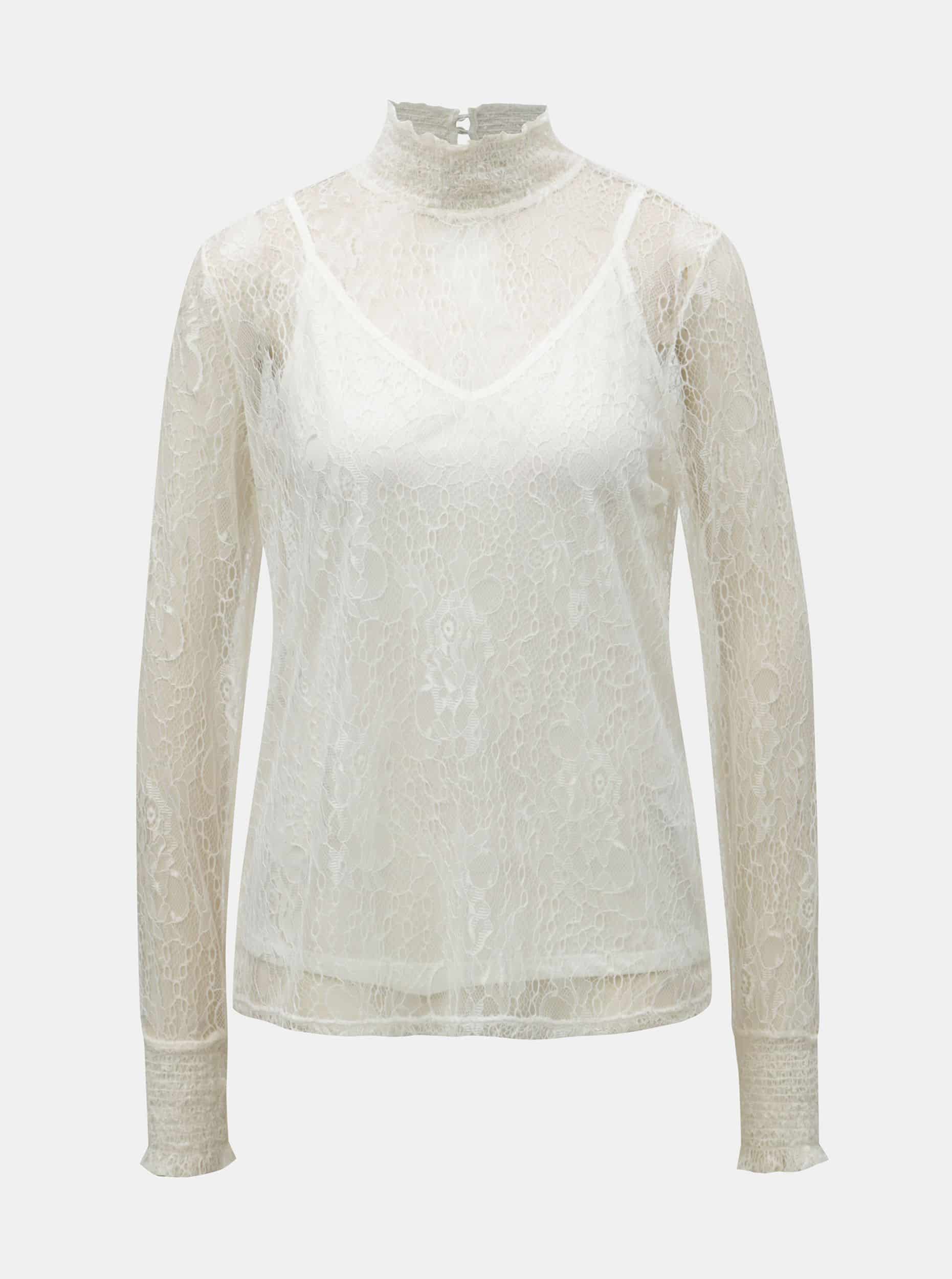 Vero Moda smetanové halenka Edith s krajkou