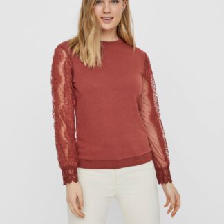 Vero Moda cihlová mikina Monal s transparentními rukávy