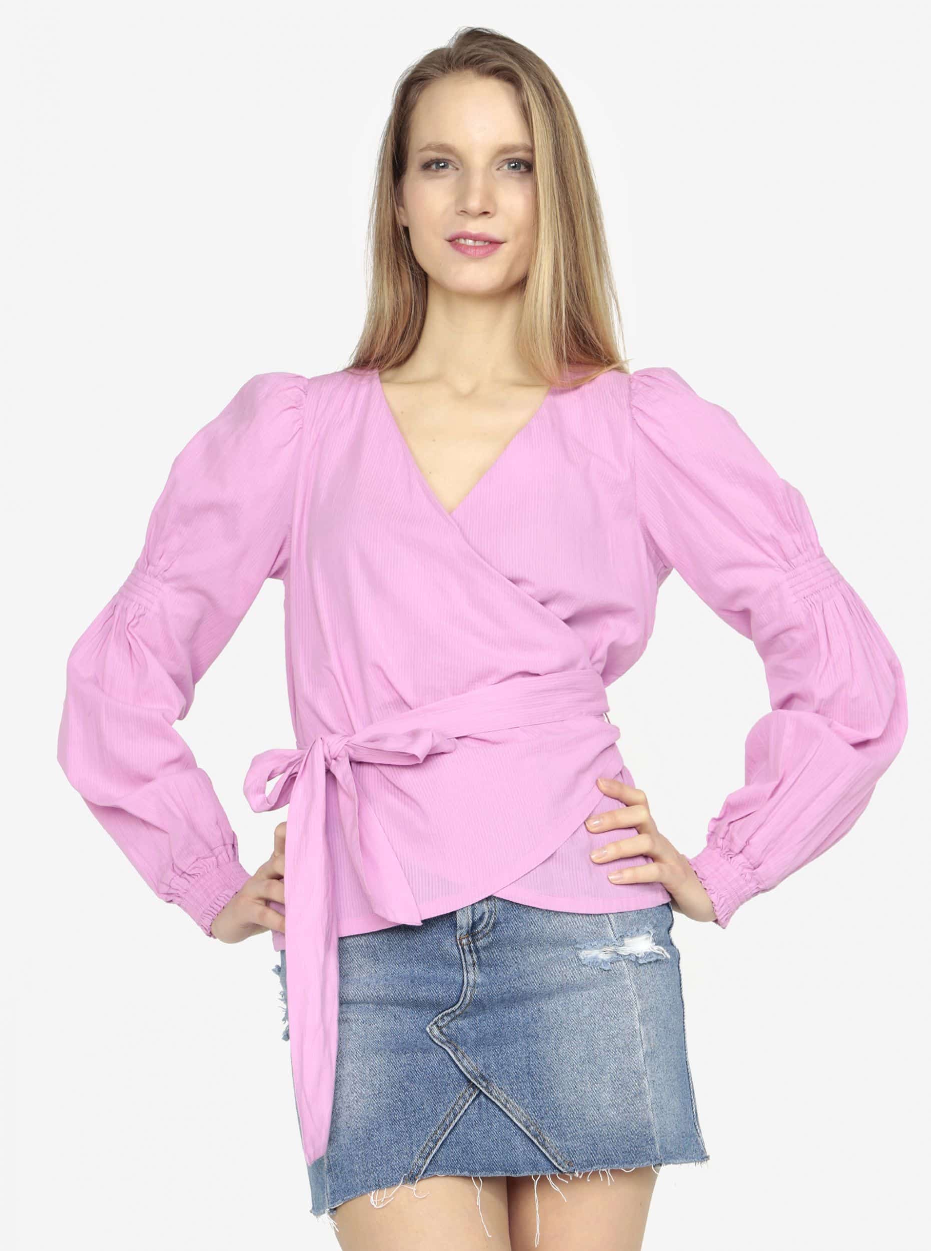 Vero Moda růžová halenka Silja s vázáním