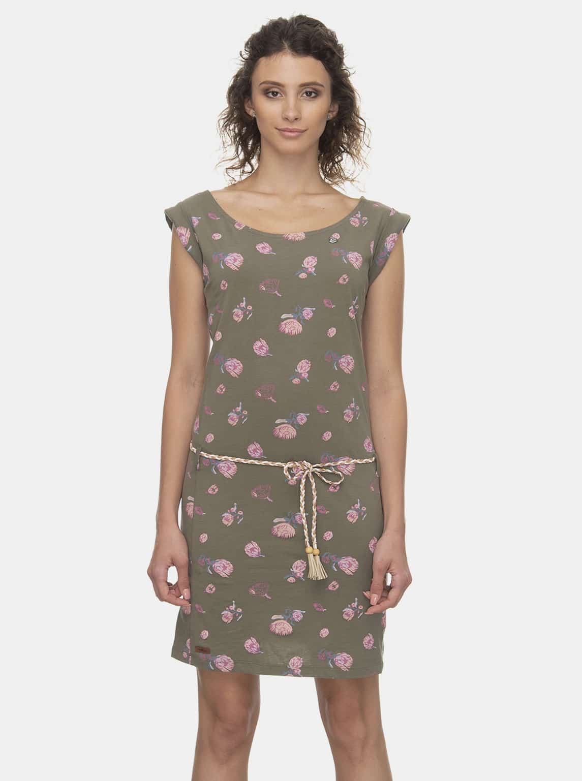 Ragwear khaki šaty Tamy Flowers