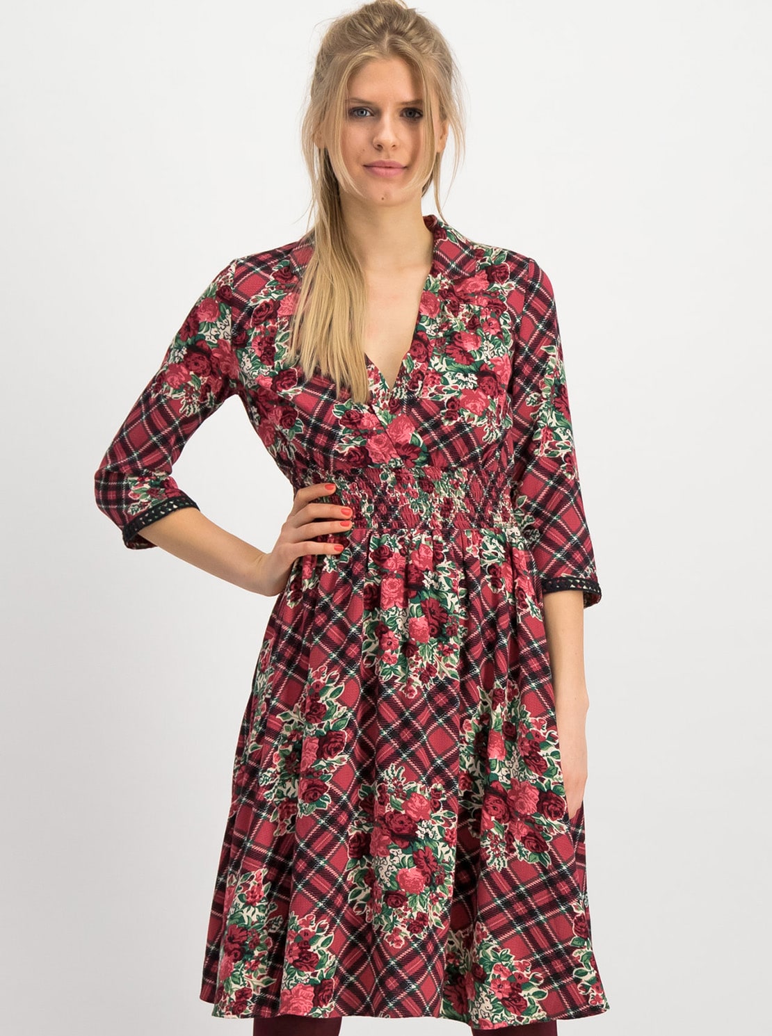 Blutsgeschwister kárované šaty Crowned Heart