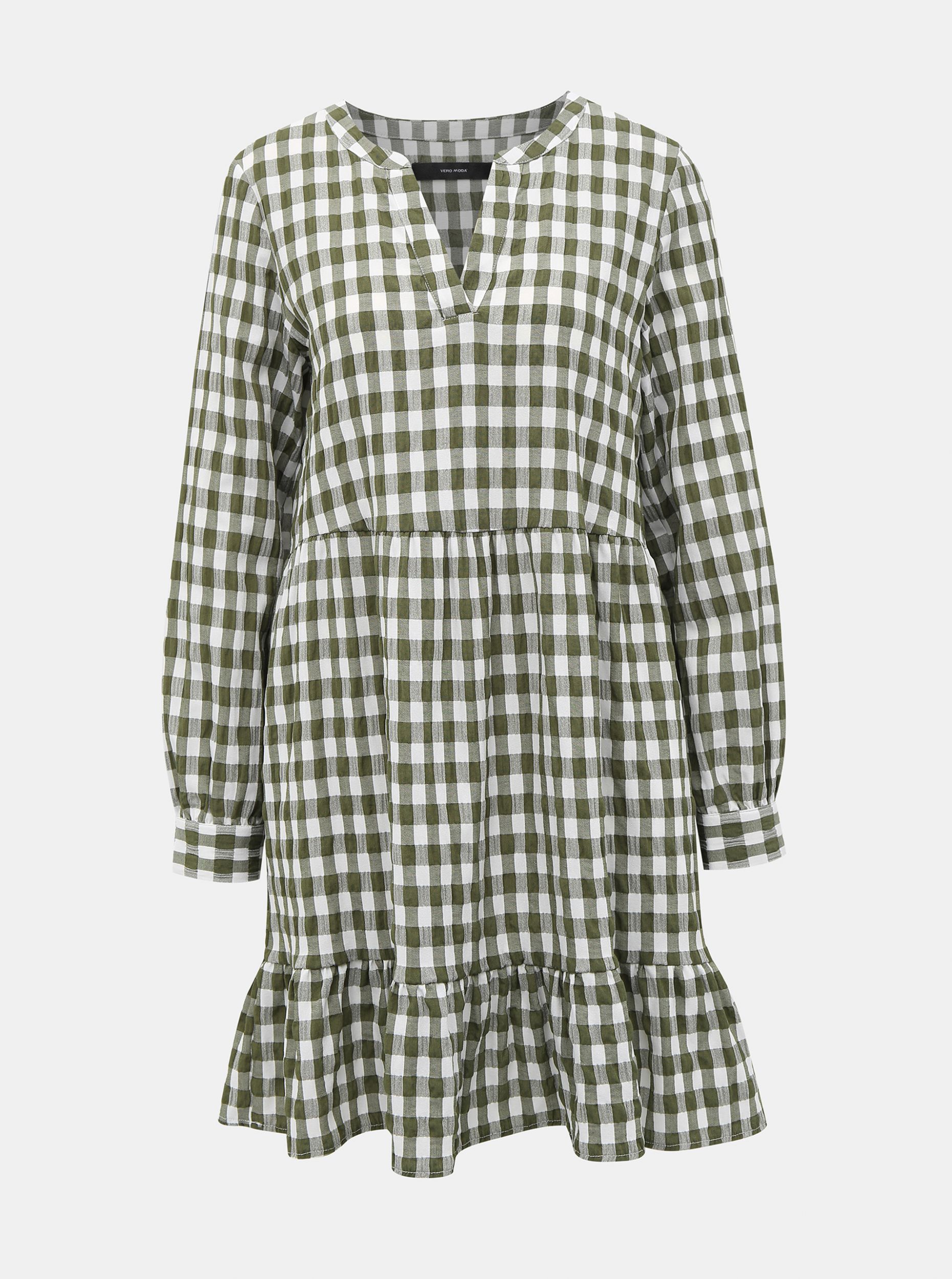 Vero Moda khaki kostkované šaty Kimi