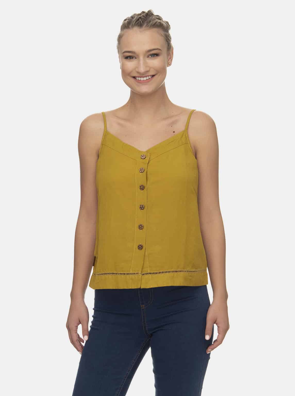 Ragwear hořčicové lněný top Antolia