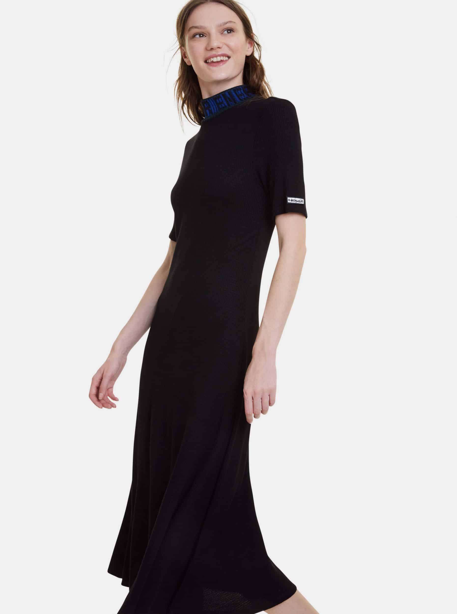 Desigual černé žebrované šaty Lauren