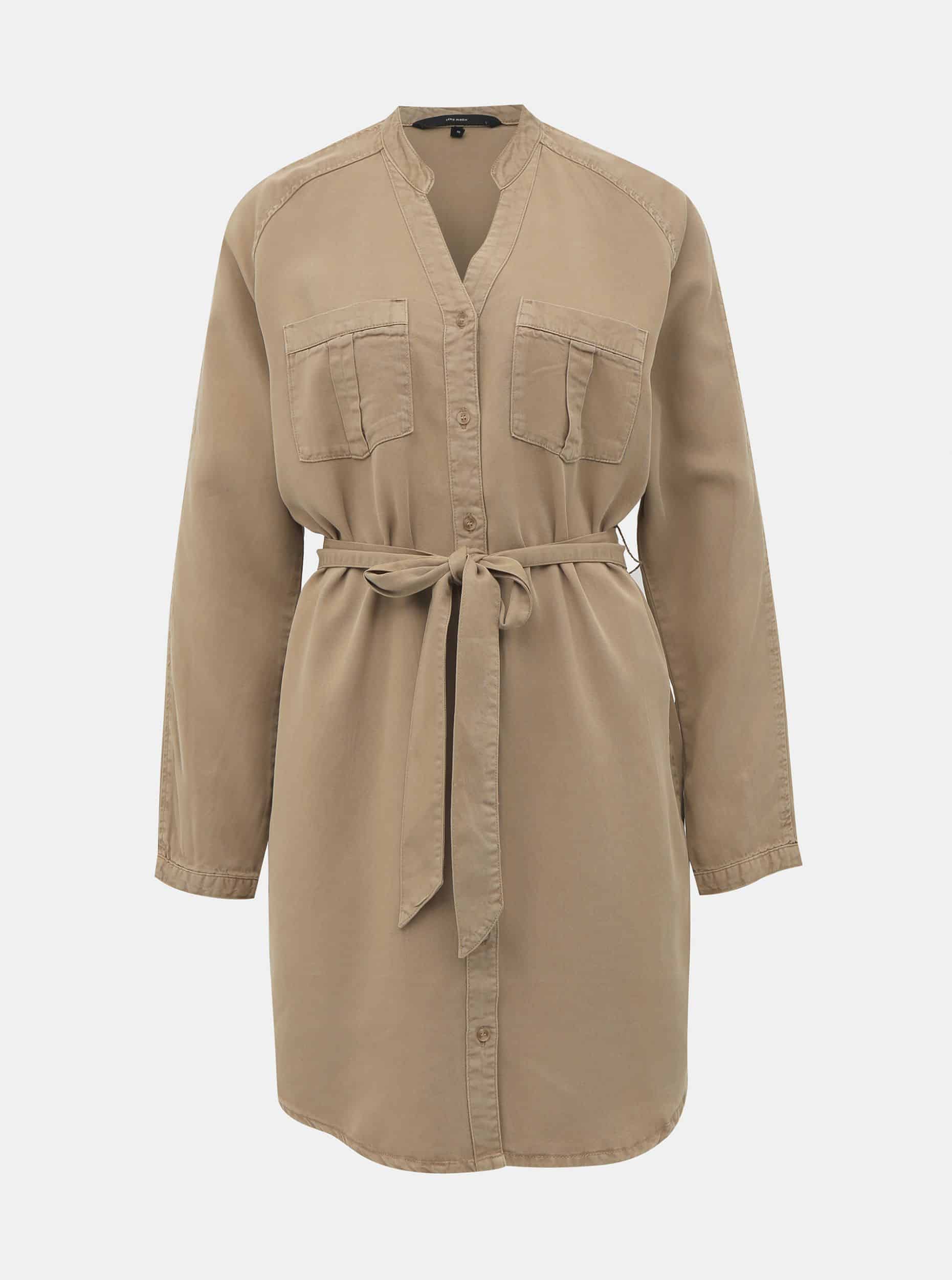 Vero Moda hnědé košilové šaty Saffi