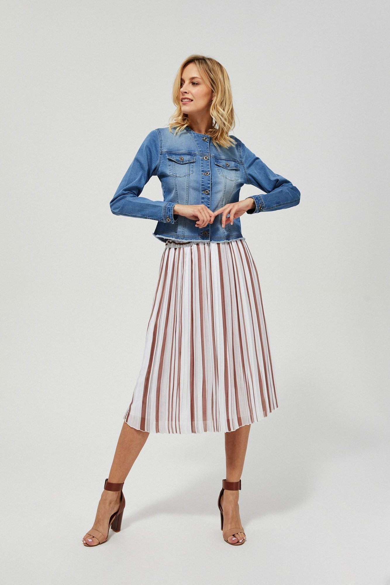 Moodo plizovaná midi sukně s pruhy