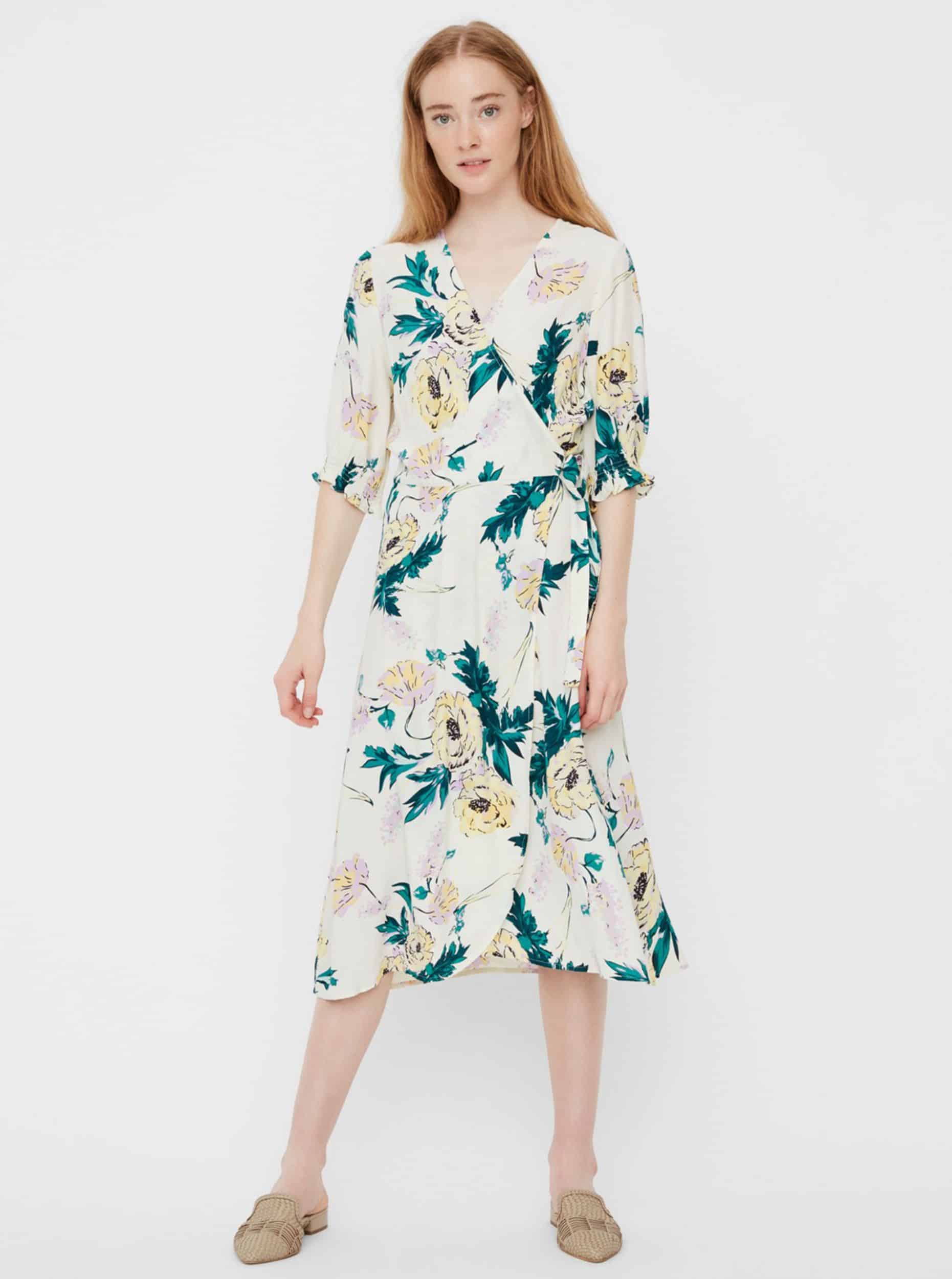 Vero Moda bílé květované šaty Oline