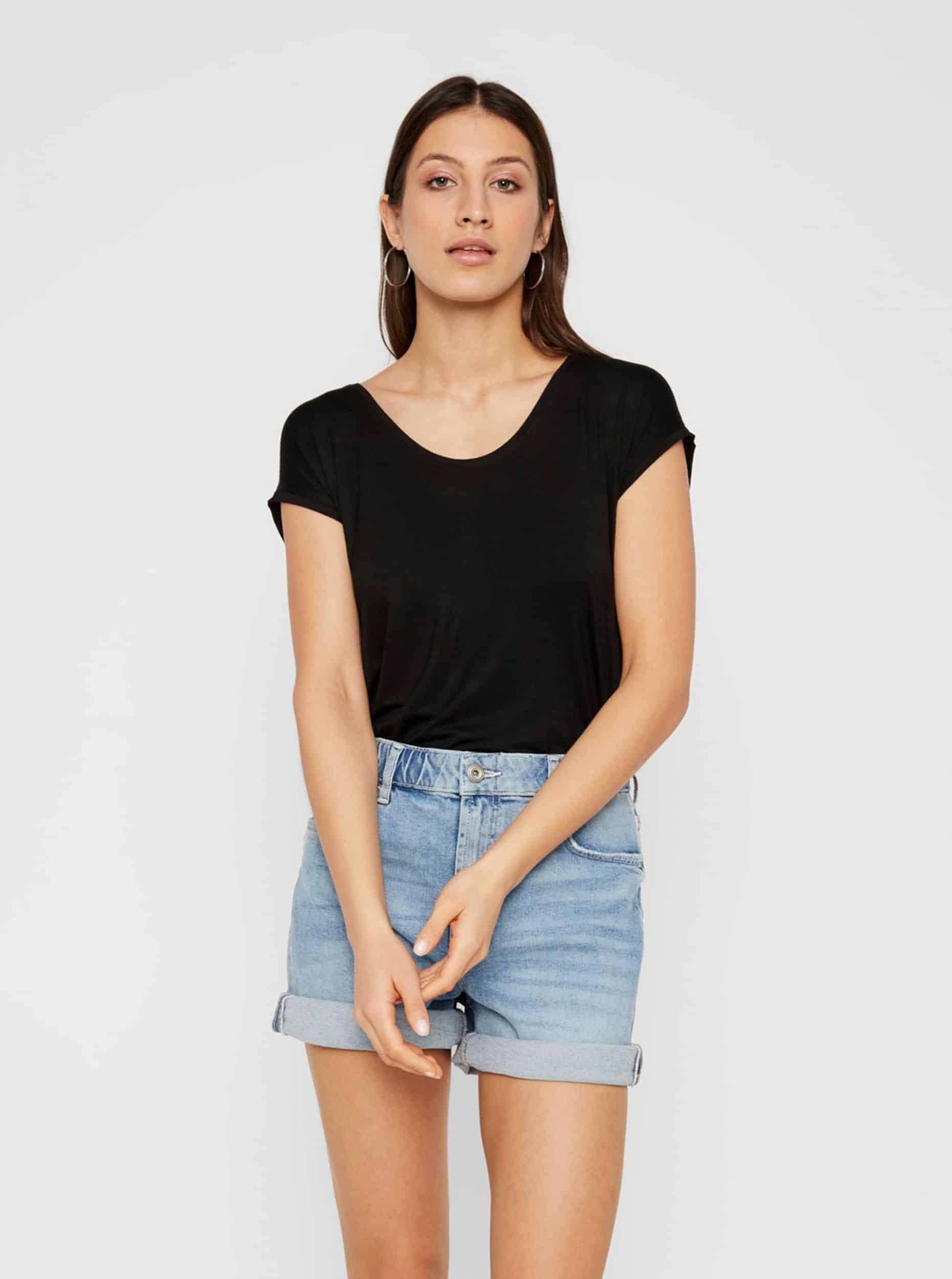 Pieces černé basic tričko Billo