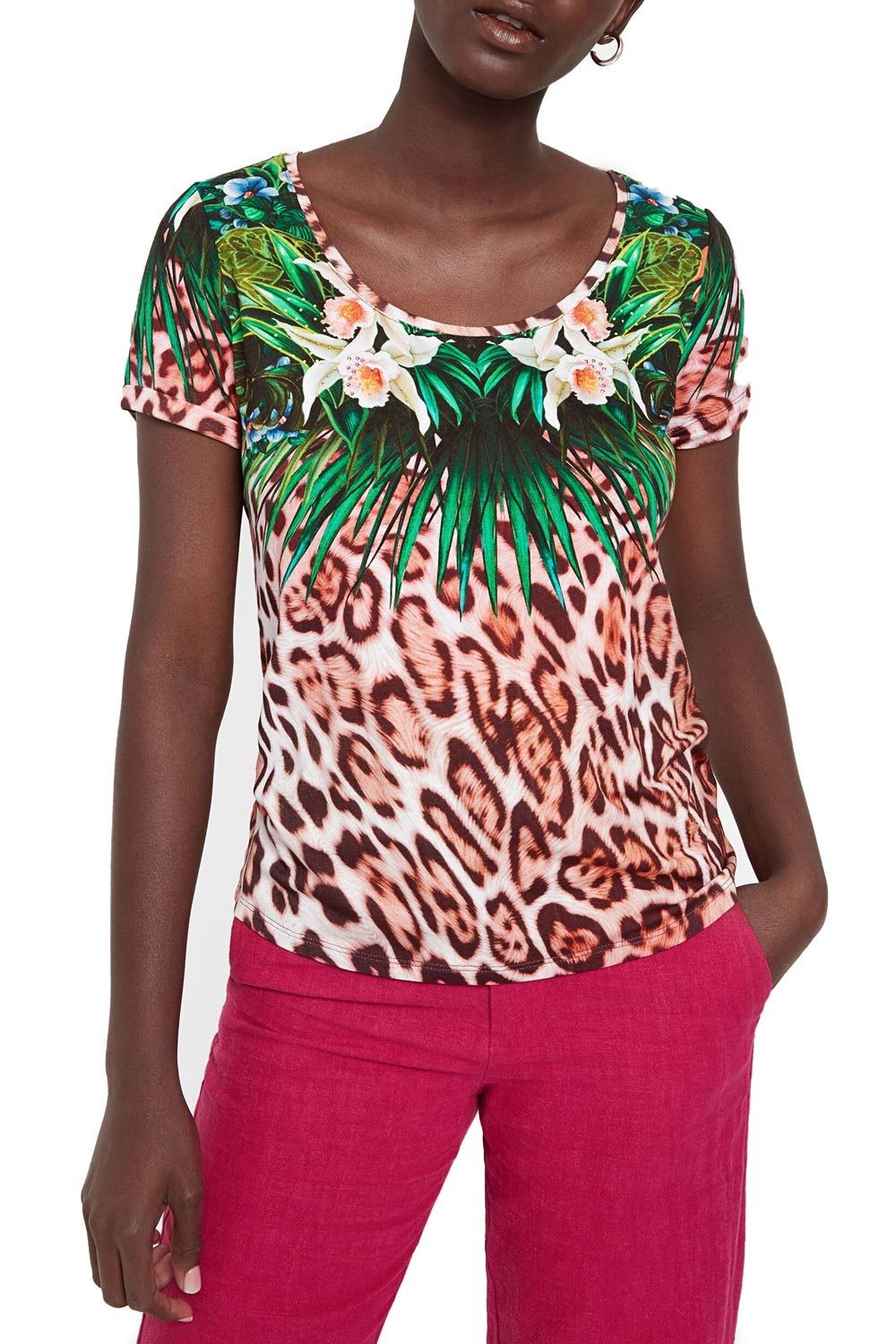 Desigual dámské tričko TS Jungle s barevnými motivy