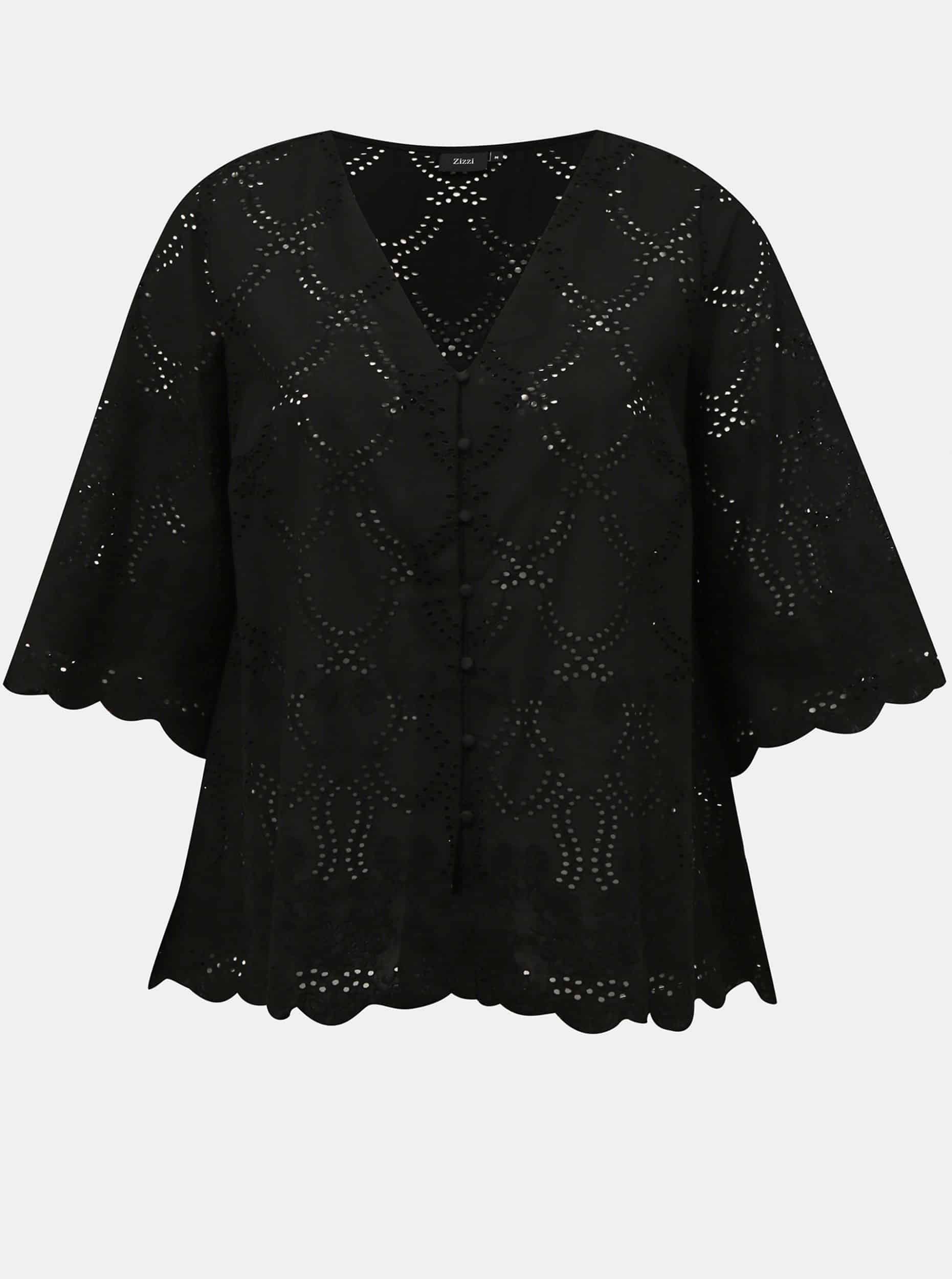 Zizzi černá děrovaná halenka